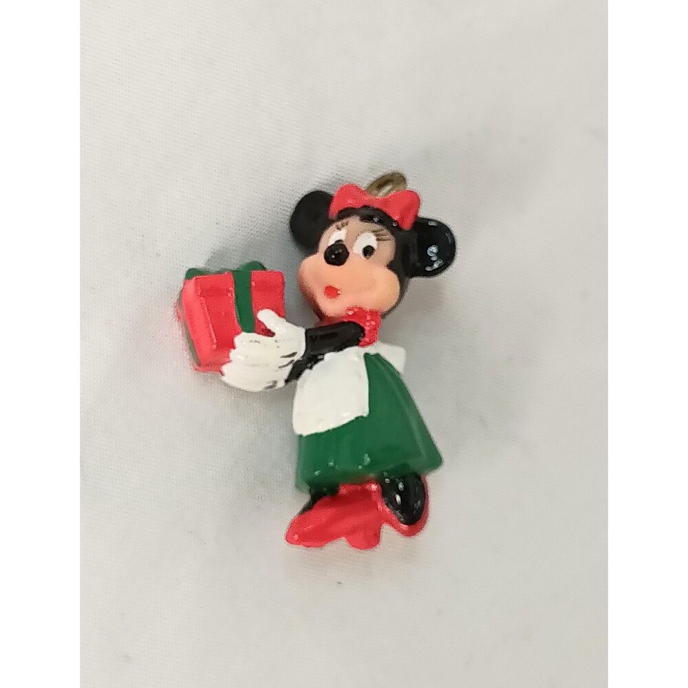 Vintage Minnie Mouse With Present Miniature Enchantments Christmas Ornament